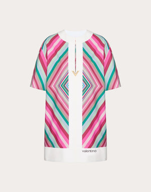 Abito Corto In Popeline Valentino Rhombus 75 Foulard 