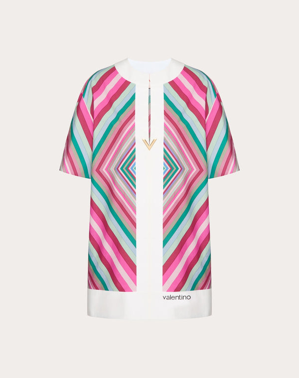 Abito Corto In Popeline Valentino Rhombus 75 Foulard 