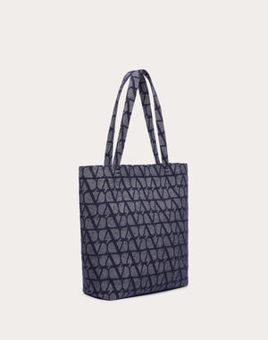Borsa Shopping Toile Iconographe In Tessuto Jacquard Effetto Denim