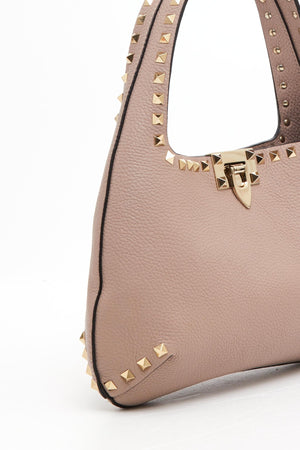 BORSA HOBO PICCOLA ROCKSTUD IN VITELLO GRANATO