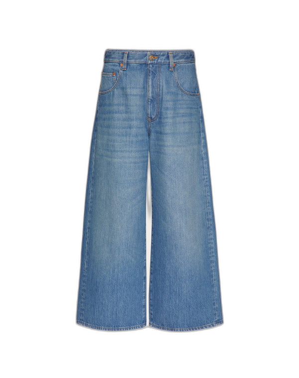 Pantalone In Medium Blue Denim Vlogo Chain 