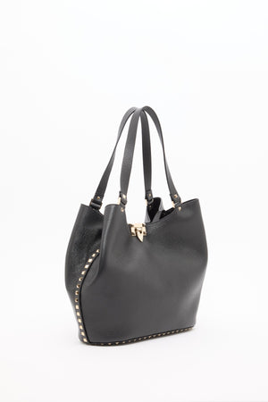 BORSA SHOPPING ROCKSTUD IN VITELLO GRANATO