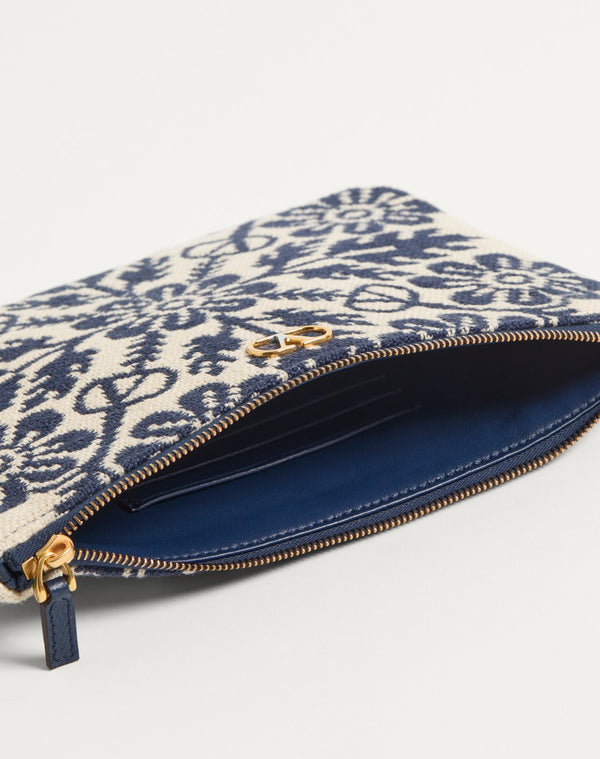 Pochette Vlogo Signature In Tessuto Jacquard Con Motivo Floreale