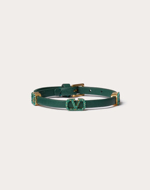 Bracciale Vlogo Signature Valentino Garavani In Pelle E Cristalli 
