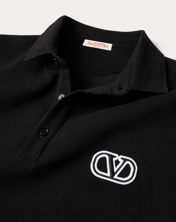Polo In Piquet Di Cotone Con Patch Vlogo Signature