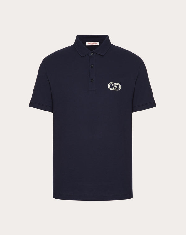 Polo In Piquet Di Cotone Con Patch Vlogo Signature