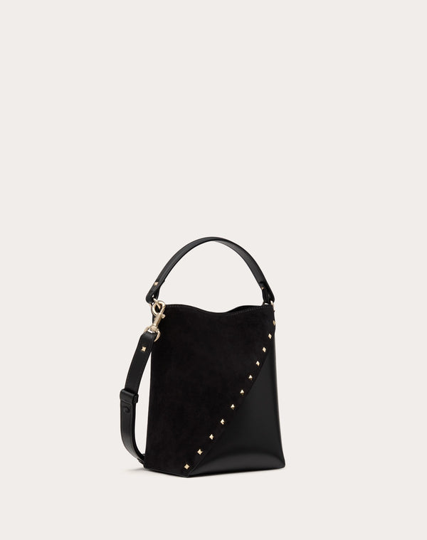 Borsa A Secchiello Valentino Garavani Valentino Garavani Rockstud Wispy In Vitello E Camoscio