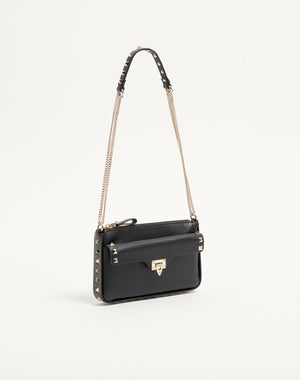 POUCH CON CATENA ROCKSTUD IN VITELLO GRANATO
