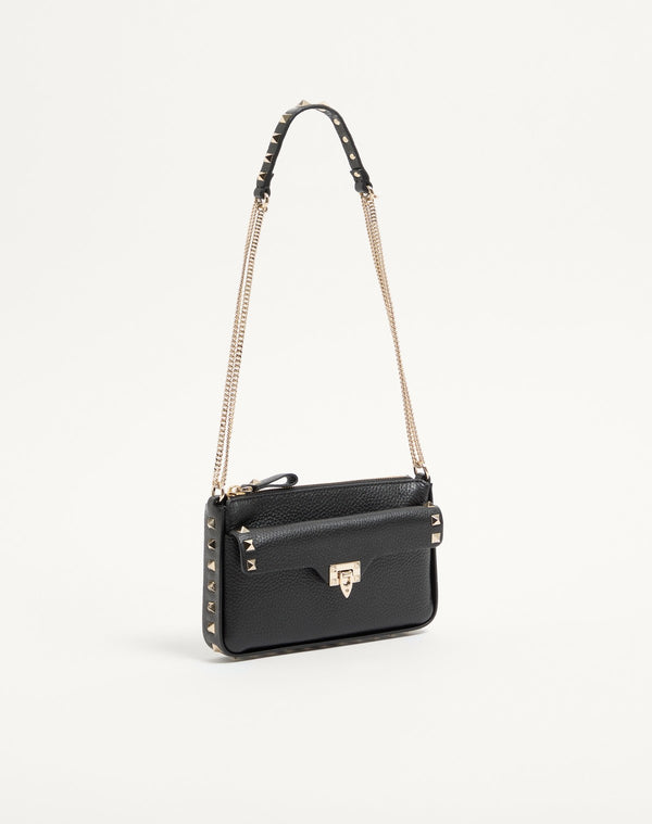 POUCH CON CATENA ROCKSTUD IN VITELLO GRANATO