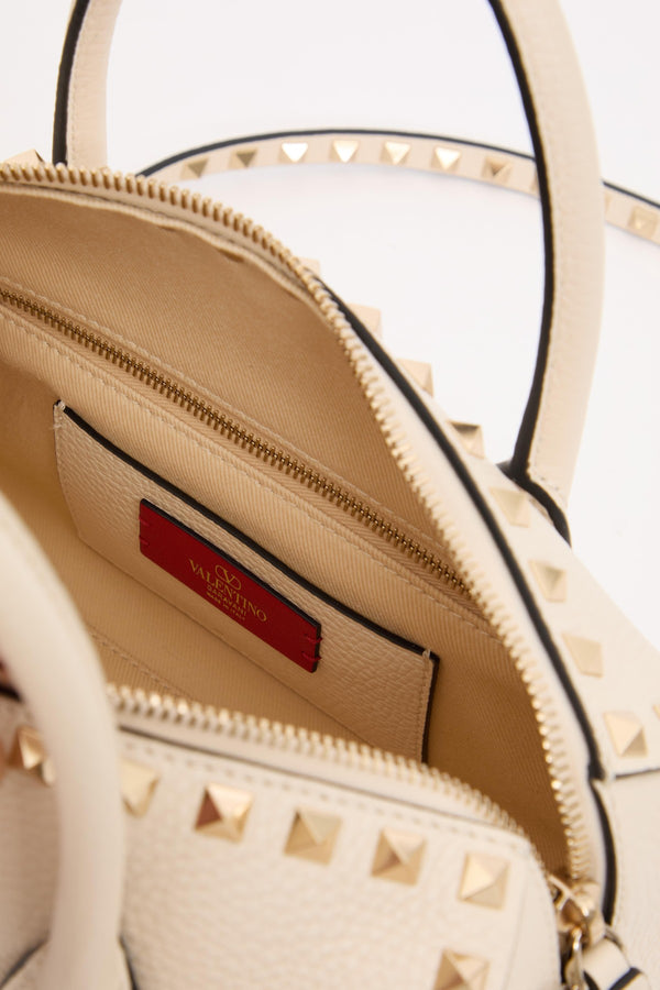 BORSA A MANO ROCKSTUD IN VITELLO GRANATO