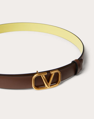 Cintura Reversibile VLogo Signature In Vitello Lucido 20 Mm