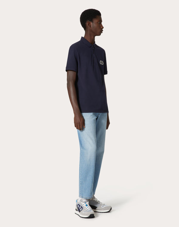 Polo In Piquet Di Cotone Con Patch Vlogo Signature
