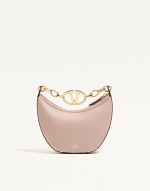 Mini Hobo Vlogo Moon Bag  In Vitello Granato Con Catena