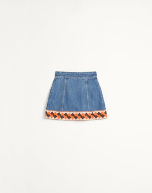 Gonna In Denim Con Bordi In Jacquard