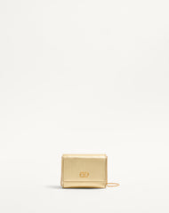 Portacarte con catena Vlogo Signature in vitello granato metallizzato