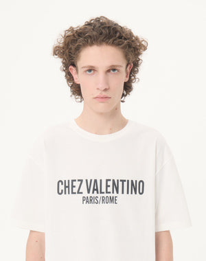 T-Shirt In Cotone Con Stampa Chez Valentino