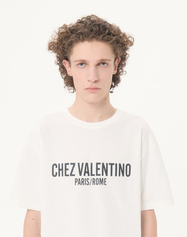 T-Shirt In Cotone Con Stampa Chez Valentino