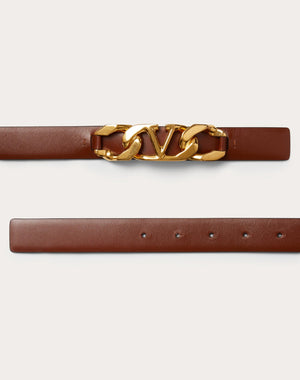 Cintura Vlogo Chain In Vitello Lucido 25 Mm