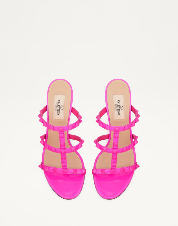 Sandalo Slider Rockstud In Vernice 60Mm