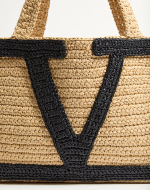 Borsa Shopping Media Valentino Garavani Viva Superstar In Rafia