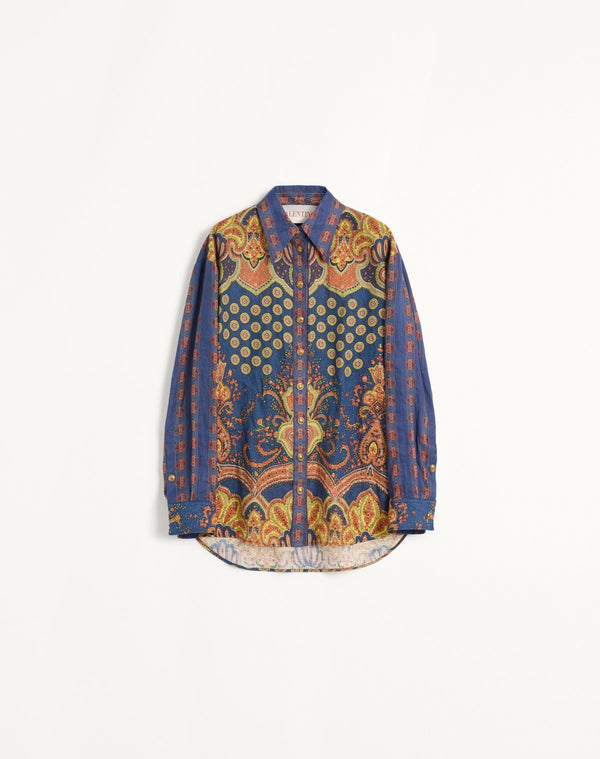 Camicia In Lino Paisley Medaglioni Voyage Imaginaire 