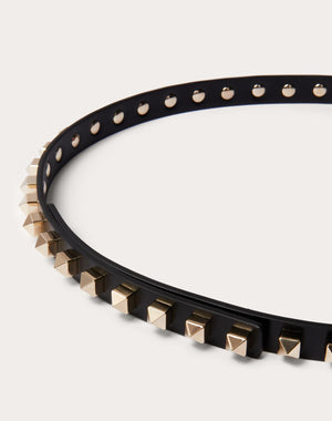 Cintura Rockstud In Vitello Lucido 15 Mm