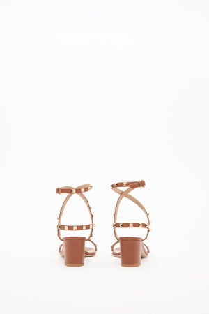 SANDALO ROCKSTUD IN VITELLO STAMPA ALCE CON CINTURINI 60MM