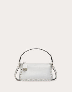 Borsa Piccola A Tracolla Rockstud In Vitello Granato Metallizzato