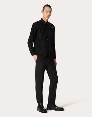 Camicia In Denim Con Borchie Black Untitled