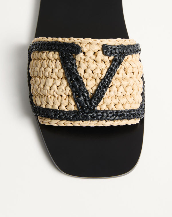 Sandalo Slide Viva Superstar In Rafia Con Ricamo Crochet 
