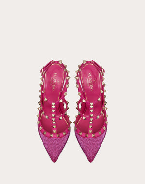 Décolleté Rockstud In Raso Con Ricamo All Over Tubes E Cinturini 100Mm