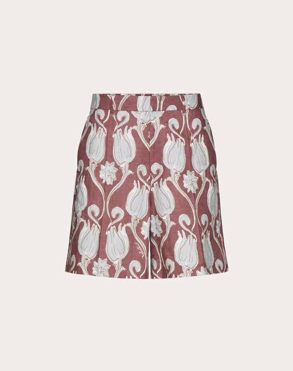 Bermuda In Lino Con Stampa Metamorphos Tulips