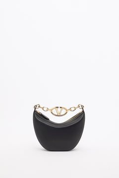 Mini Hobo Vlogo Moon Bag  In Vitello Granato Con Catena