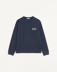 Felpa Girocollo In Cotone Con Ricamo Maison Valentino
