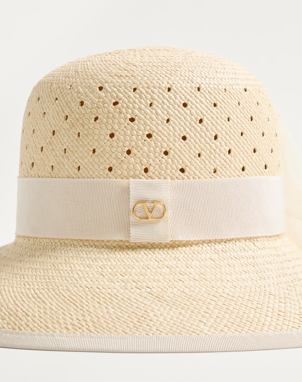 Cappello Vlogo Signature In Panama Traforato E Fiocco In Organza