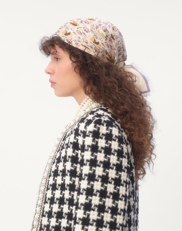 Foulard Papier Floral In Seta