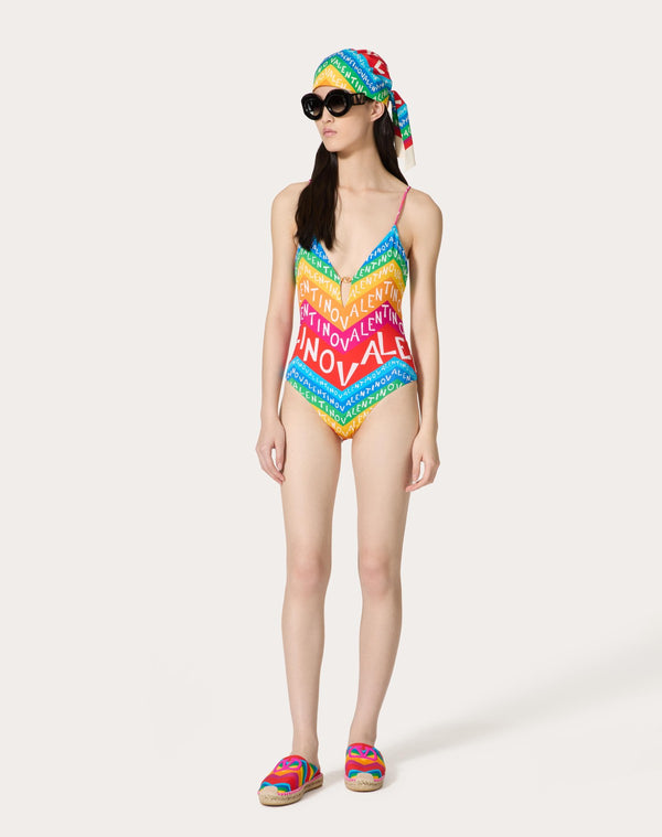Costume Intero In Lycra Valentino Chevron 24