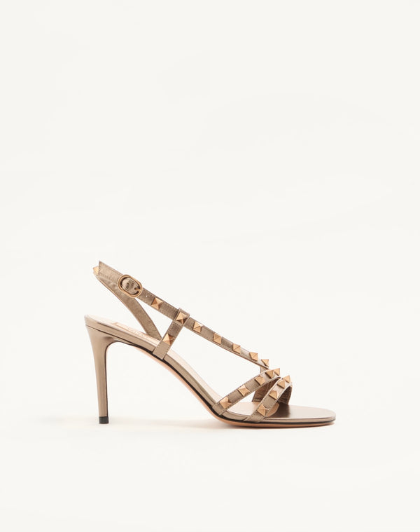 Sandalo Rockstud In Nappa Laminata 85Mm