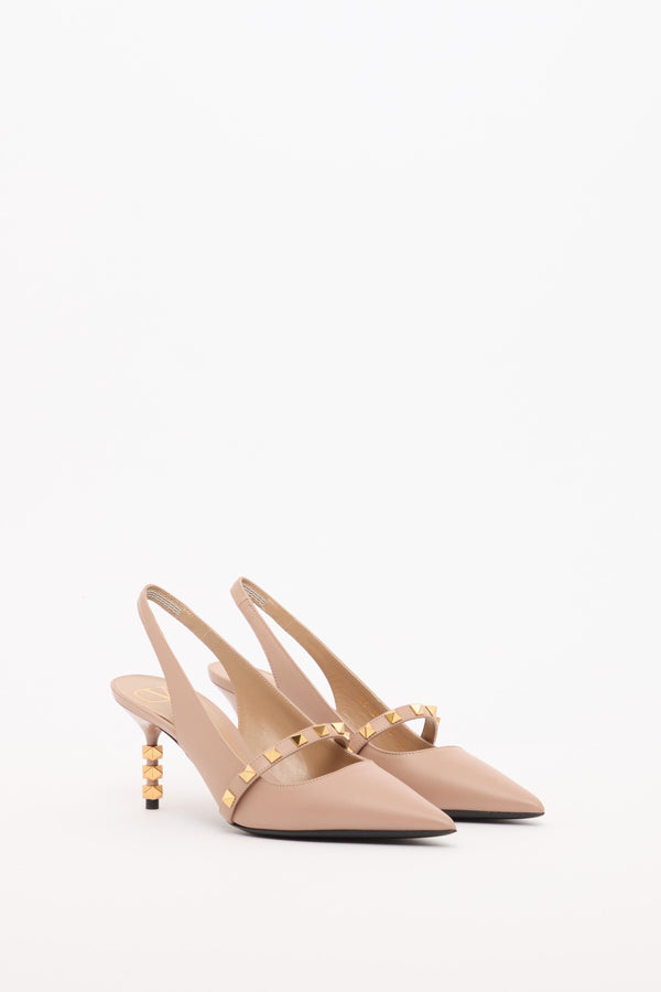 DÉCOLLETÉ SLINGBACK ROCKSTUD CON TACCO SCULTURA IN VITELLO 70MM