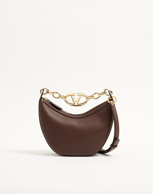 Mini Hobo Vlogo Moon Bag  In Vitello Granato Con Catena