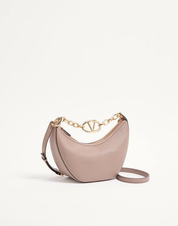 Hobo Piccola Vlogo Moon Bag In Vitello Granato Con Catena