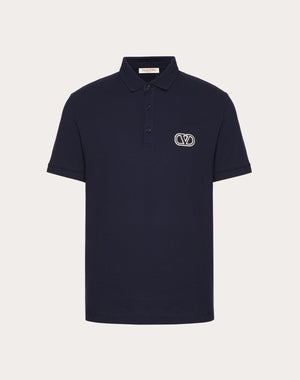 Polo In Piquet Di Cotone Con Patch Vlogo Signature