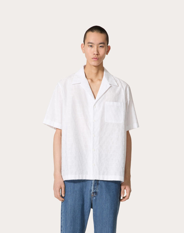 Camicia Da Bowling In Popeline Di Cotone Con Motivo Toile Iconographe