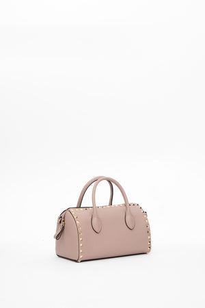 BORSA A MANO ROCKSTUD IN VITELLO GRANATO