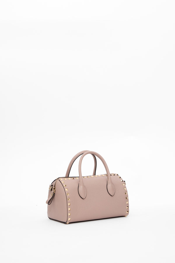 BORSA A MANO ROCKSTUD IN VITELLO GRANATO