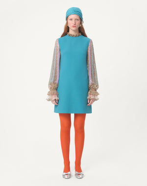 Abito Corto In Crepe Couture Ricamato