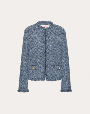 Giacca In Denim Textured Tweed 
