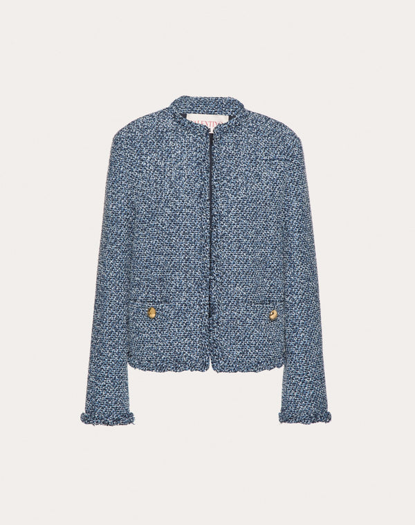 Giacca In Denim Textured Tweed 
