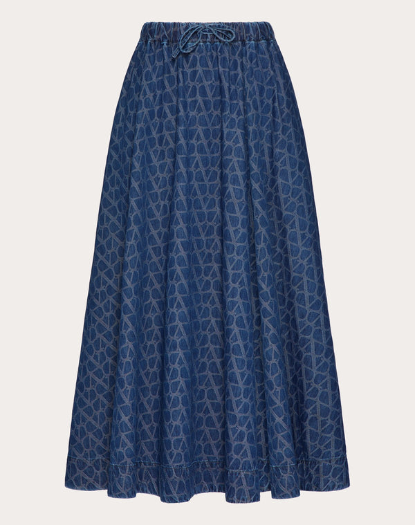 Gonna Midi In Denim Toile Iconographe Medium Blue 