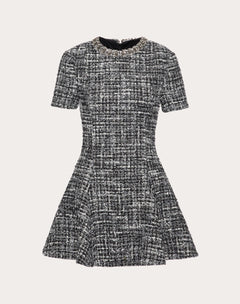 Abito Corto In Tweed Ricamato